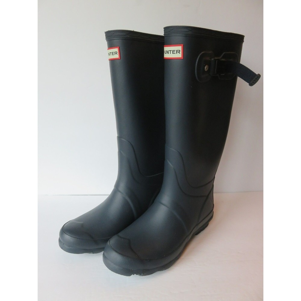 Hunter Womens Matte Boots Navy Blue Sz 7 Original Tall Rain Rubber Huntress EUC